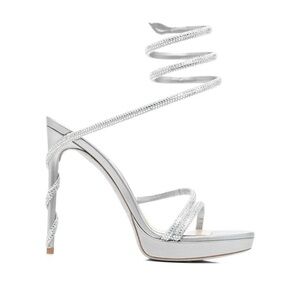 Silver Strappy High Heel Sandals